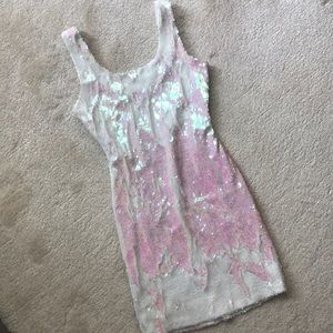 Charlotte Russe white/pink (holographic) dress